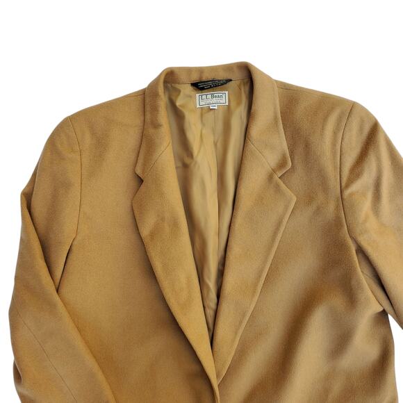Vintage L. L. Bean Camel Tan Wool Cashmere Blazer Jacket USA Size 18R - Picture 2 of 8
